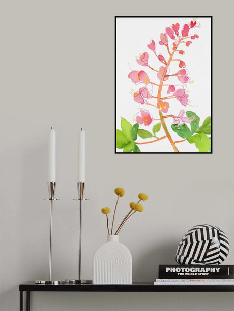 Red horse-chestnut or Aesculus × carnea with watercolor and ink Poster och Canvastavla
