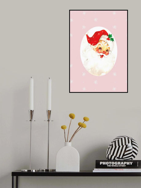 Pink Santa Claus Father Christmas Poster och Canvastavla