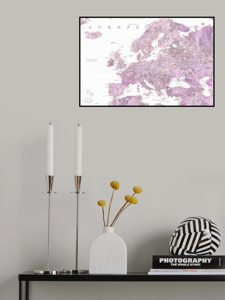 Purple detailed map of Europe Poster och Canvastavla