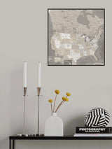 Highly detailed map of the United States, Davey Poster och Canvastavla