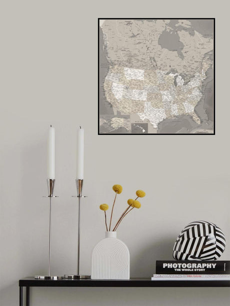 Highly detailed map of the United States, Davey Poster och Canvastavla