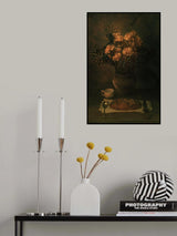 Candlelight bread and flowers Poster och Canvastavla