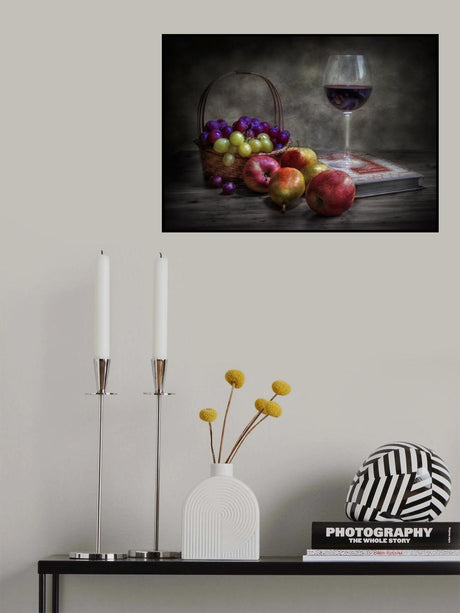 Wine, fruit and reading. Poster och Canvastavla