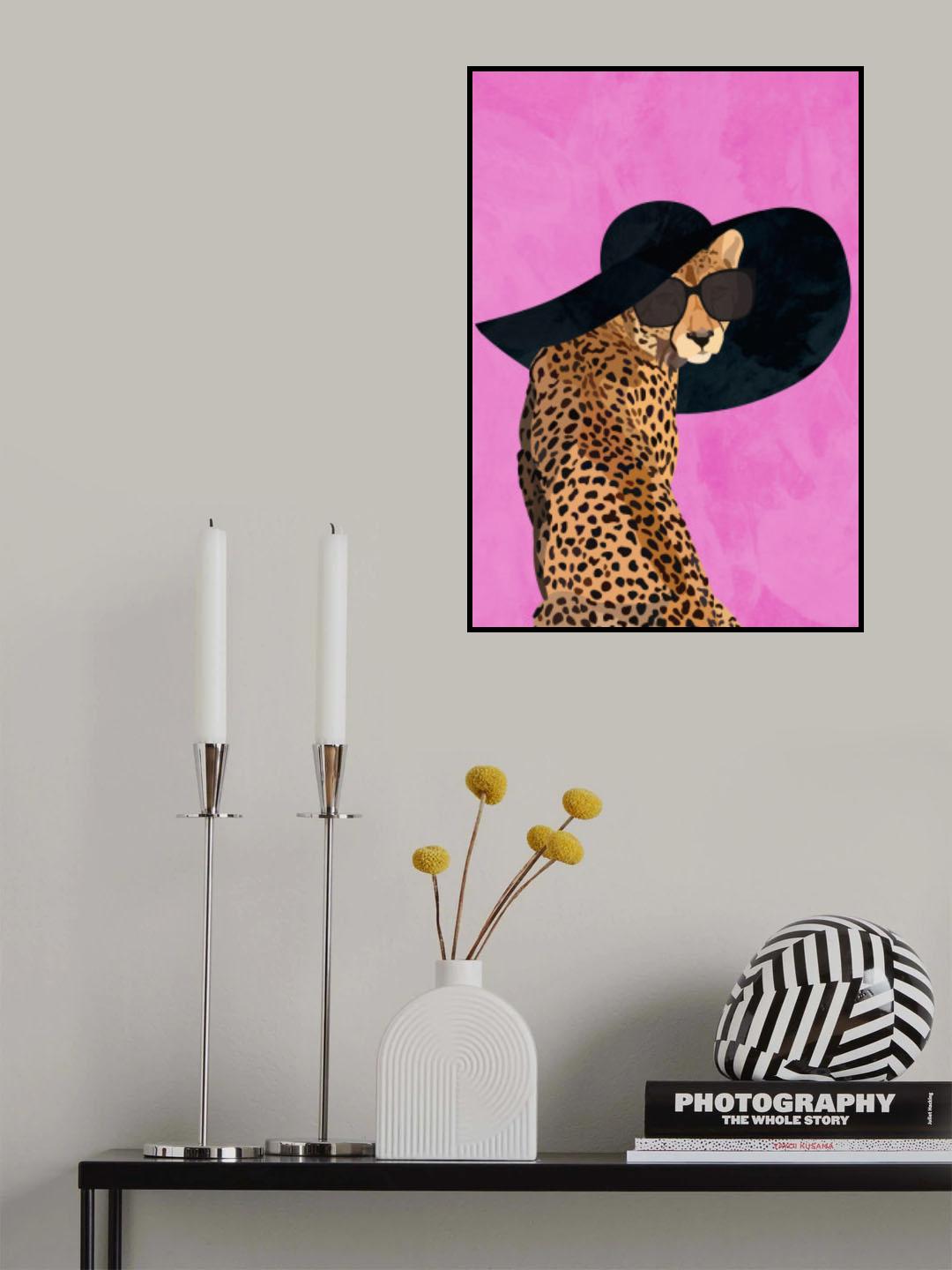 Cheetah Hat Pink Poster och Canvastavla