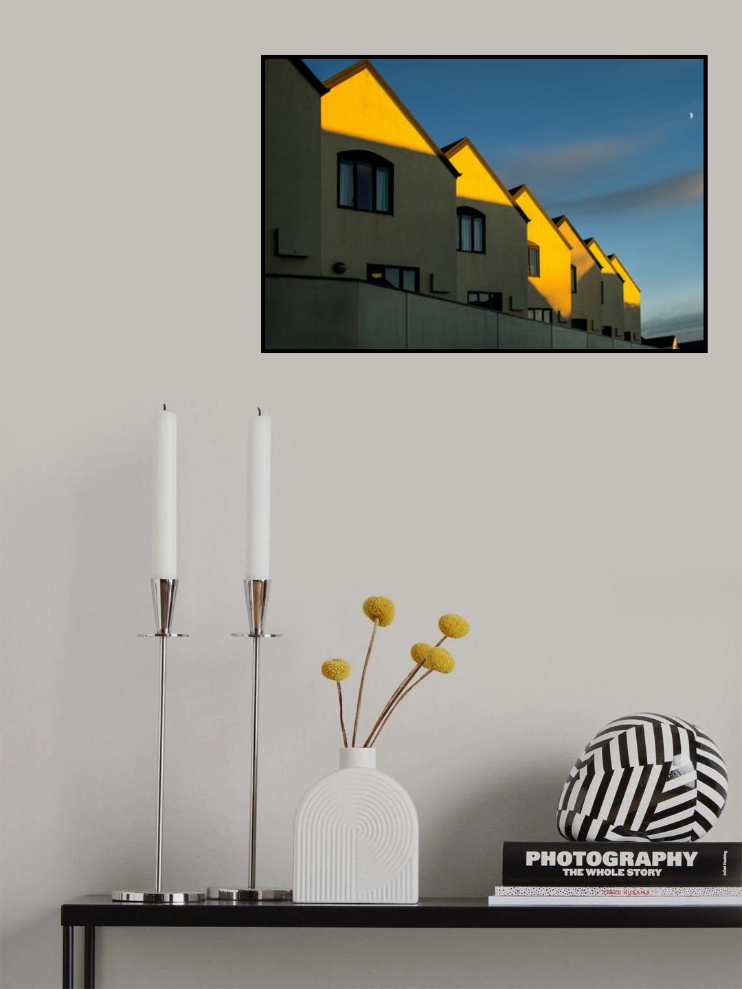 The yellow house and half moon Poster och Canvastavla