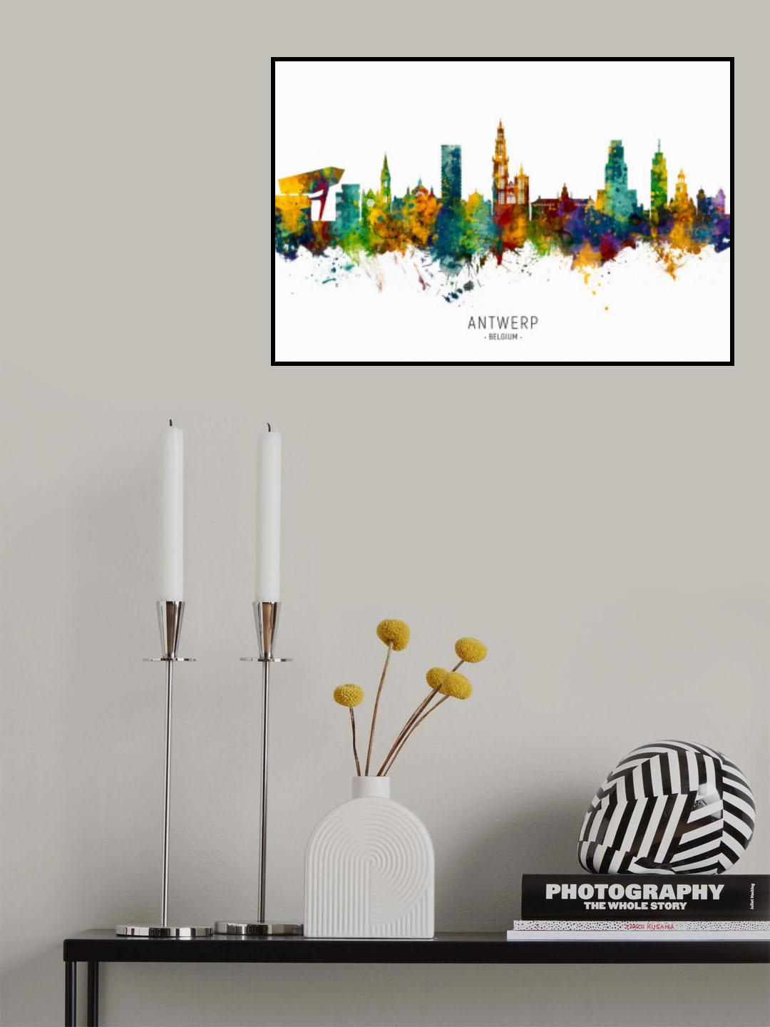 Antwerp Belgium Skyline Poster och Canvastavla