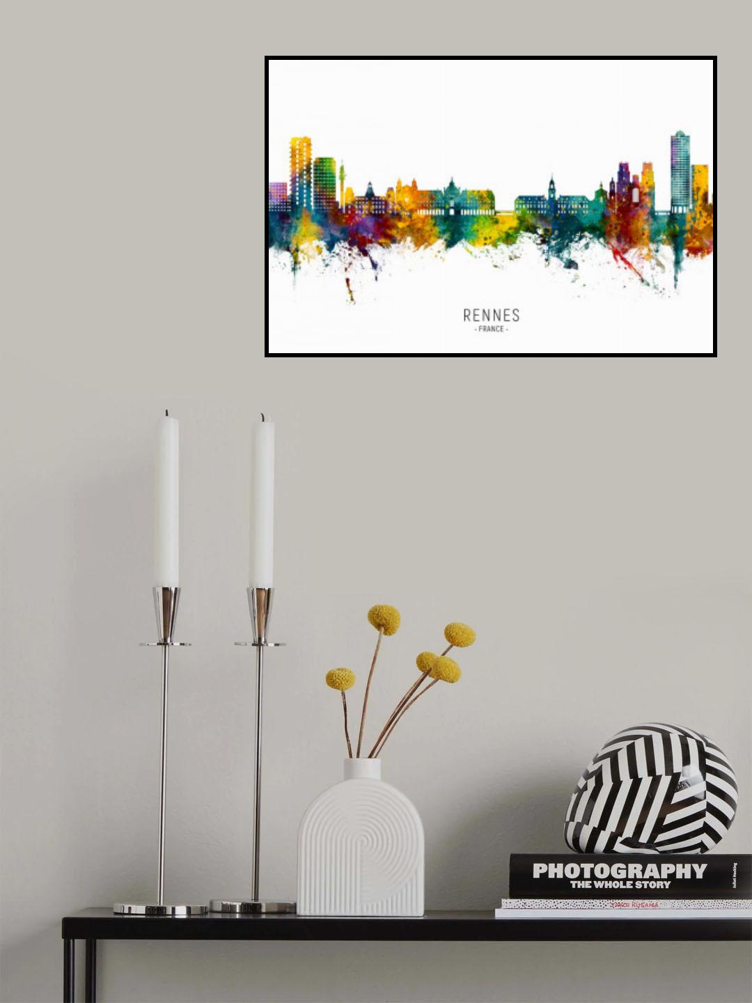 Rennes France Skyline Poster och Canvastavla