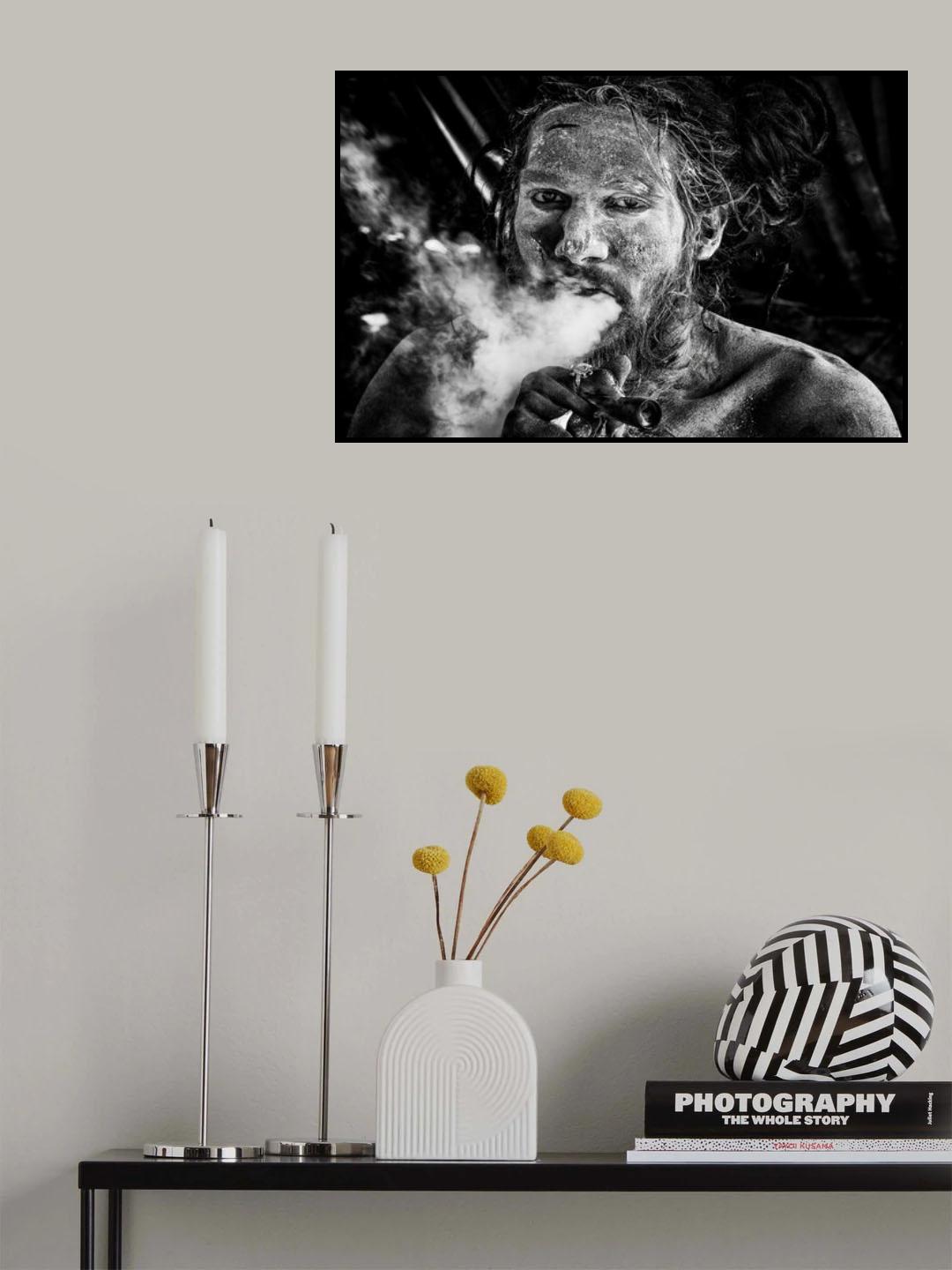 Naga Baba smoking a chilum-I - Kumbh Mela - Prayagraj - India Poster och Canvastavla