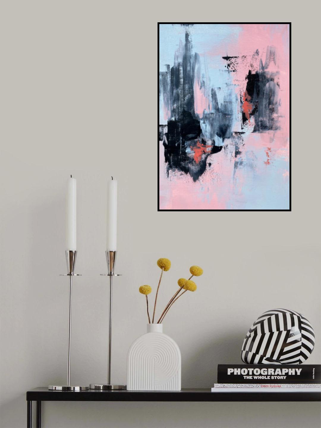 Pink and Grey Abstract 3 Poster och Canvastavla