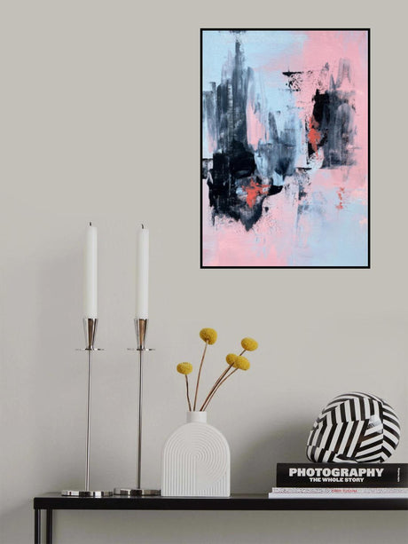 Pink and Grey Abstract 3 Poster och Canvastavla