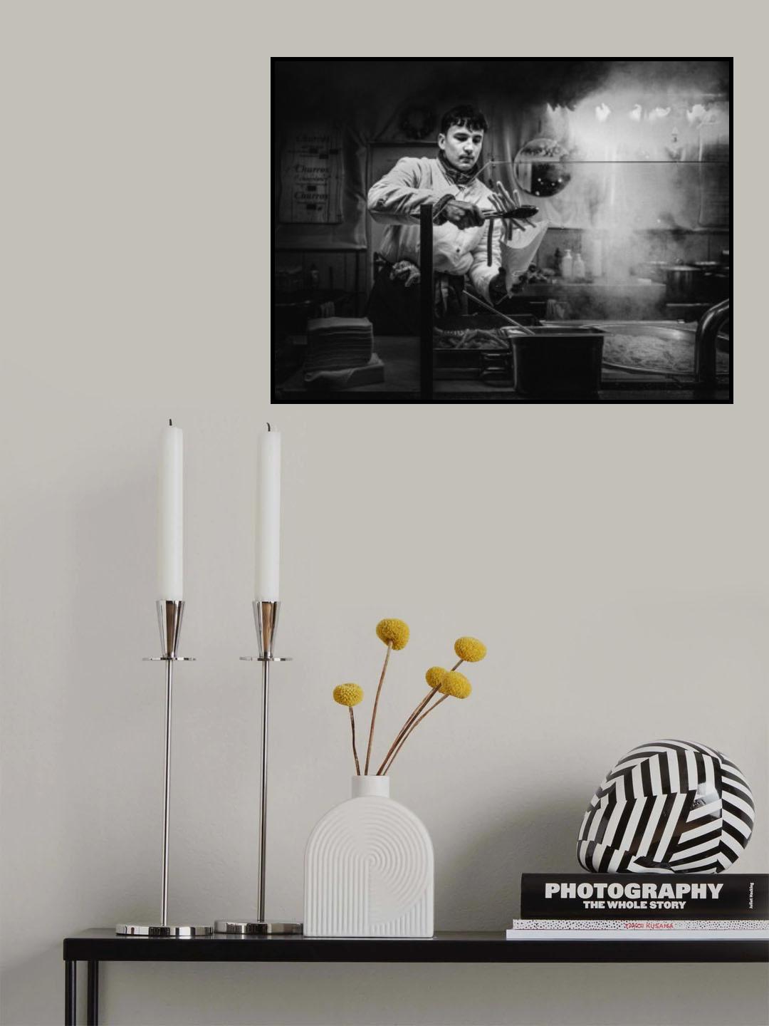 Churros stand with steam at night Poster och Canvastavla