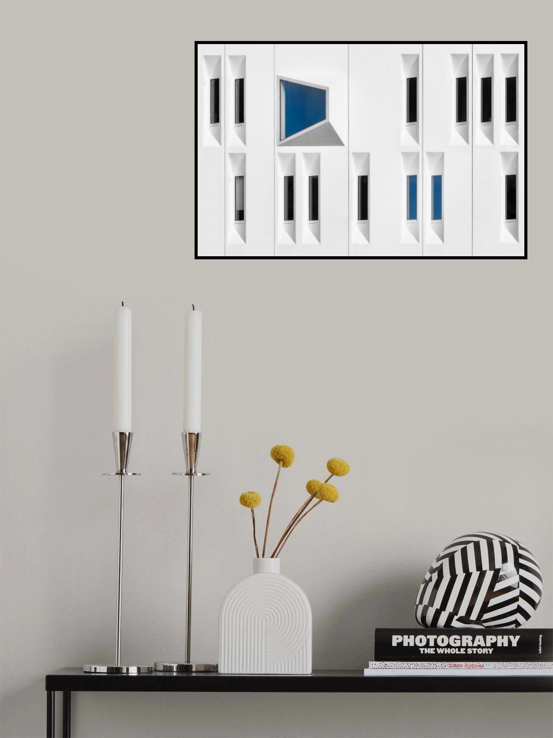 Composition in white, black and blue Poster och Canvastavla