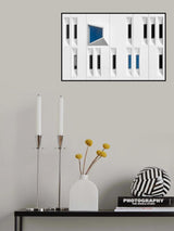 Composition in white, black and blue Poster och Canvastavla