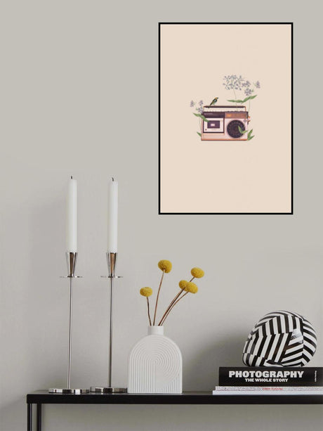 Floral vintage radio Poster och Canvastavla