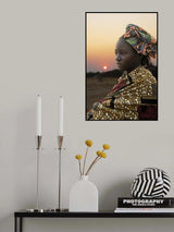 Sunrise in a Mukubal village, southern Angola Poster och Canvastavla