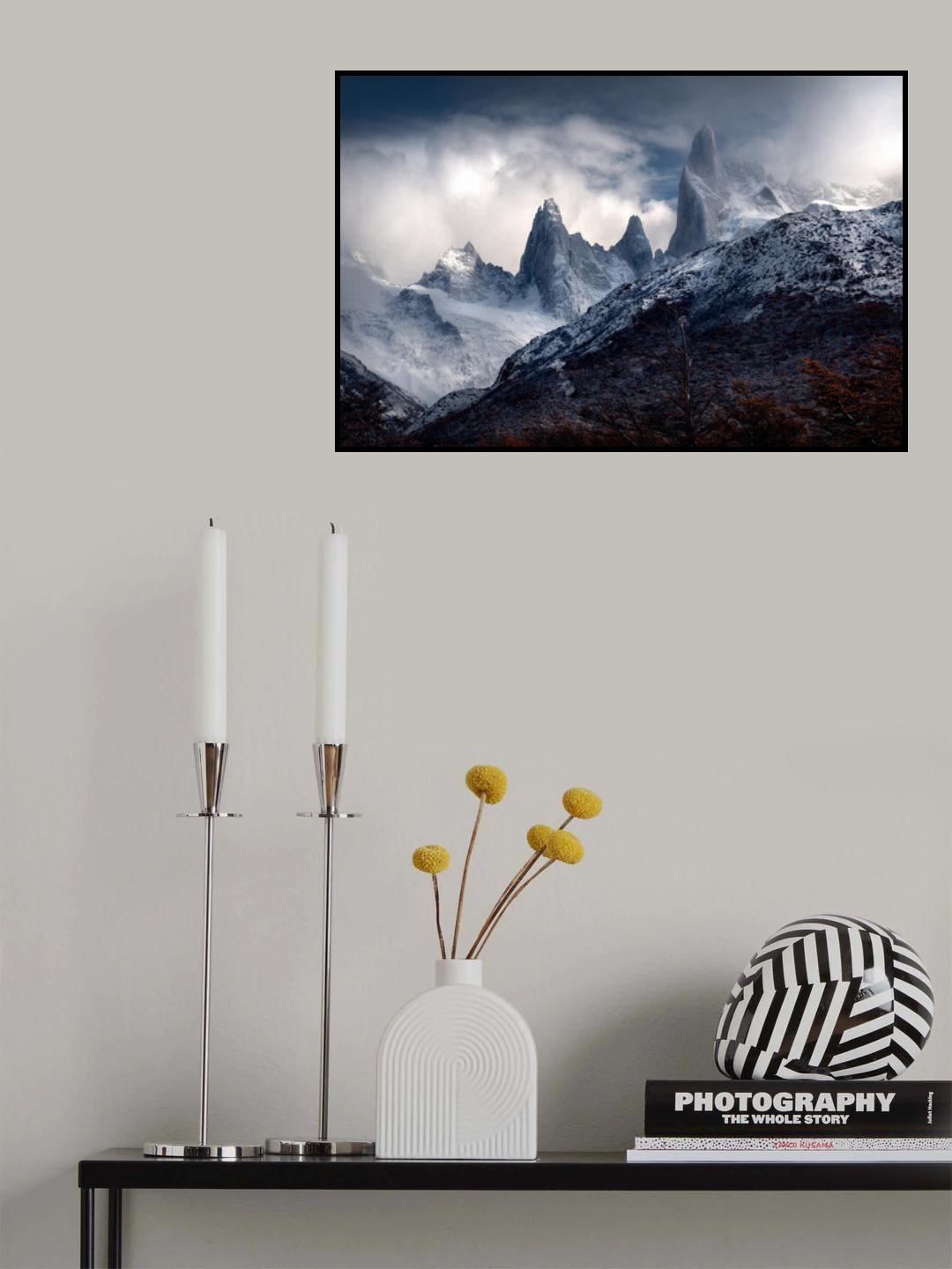 Fitz Roy covered in clouds Poster och Canvastavla