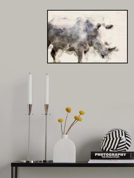 Abstract African Rhinoceros Watercolor Art Poster och Canvastavla