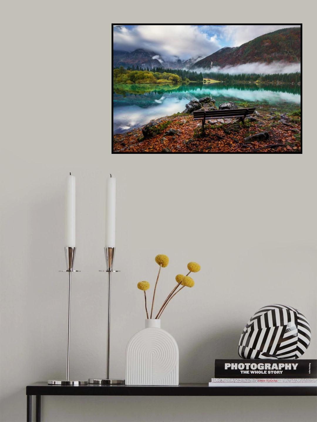 Bench by the lake Poster och Canvastavla