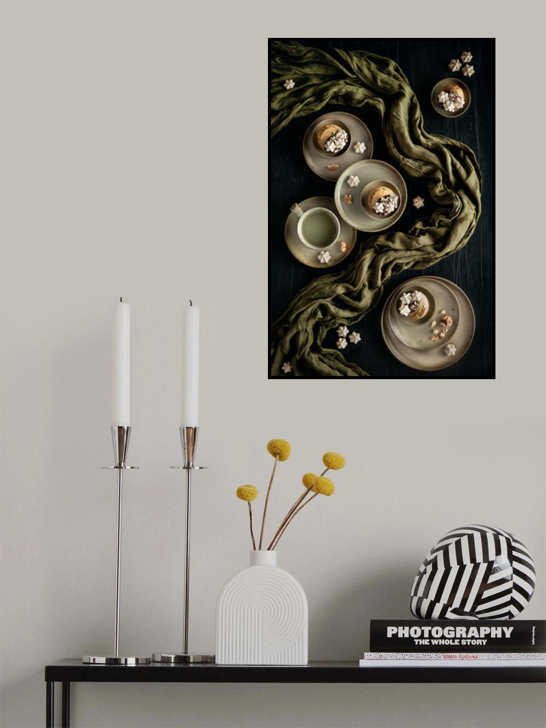 Matcha muffins with meringues Poster och Canvastavla