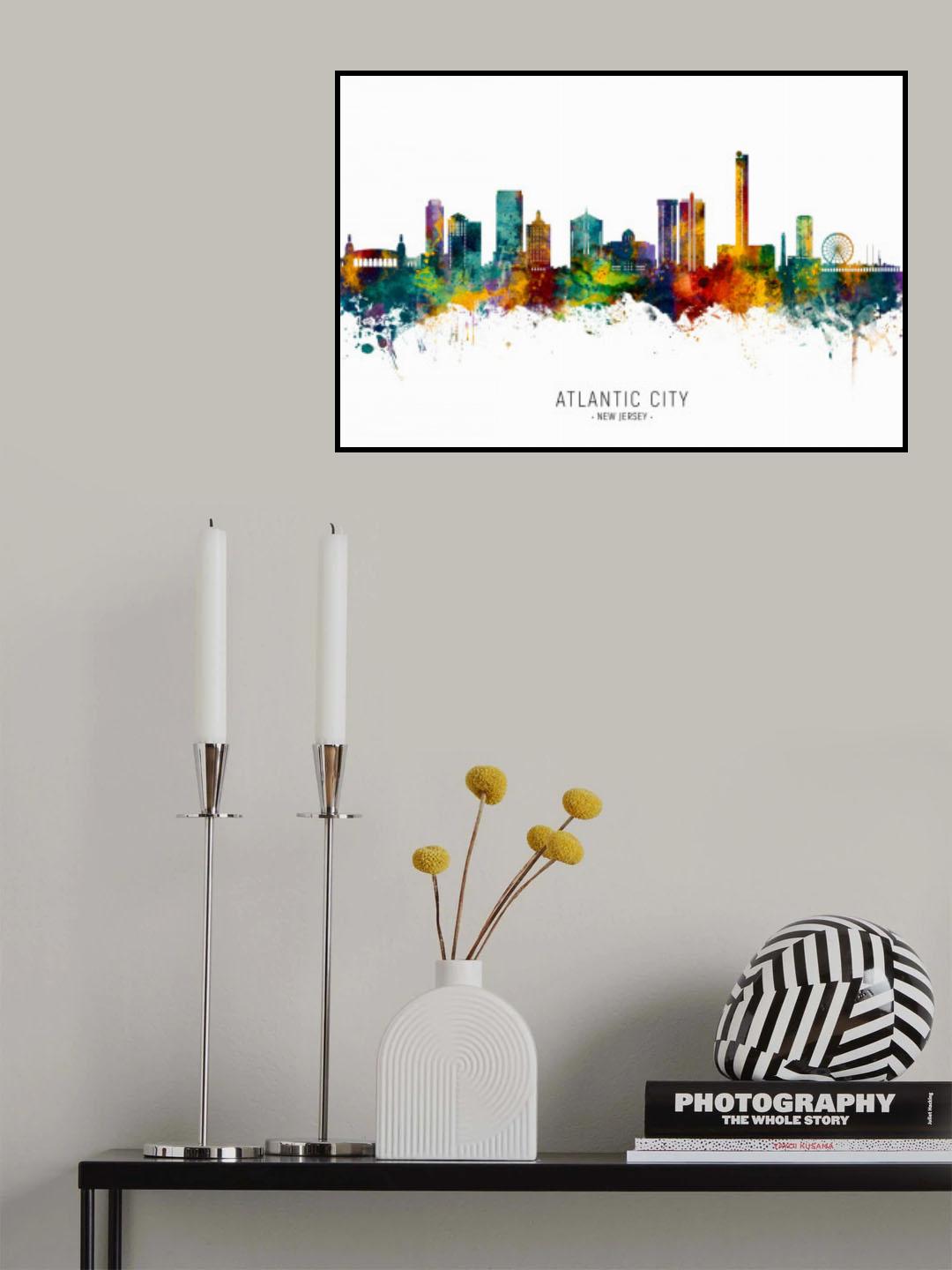 Atlantic City New Jersey Skyline Poster och Canvastavla