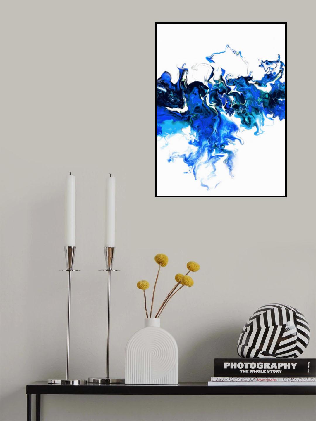 Blue Colorful White Wave Poster och Canvastavla