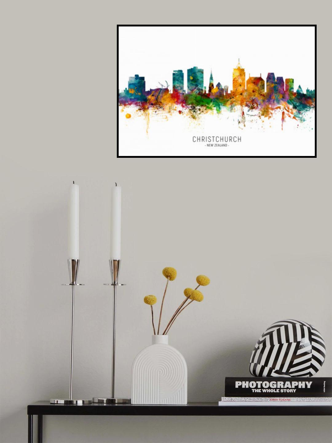 Christchurch New Zealand Skyline Poster och Canvastavla