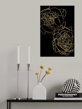 Sally's peonies in gold and black Poster och Canvastavla
