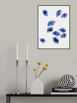 Navy Abstract Scattered Leaves Silhouette Poster och Canvastavla