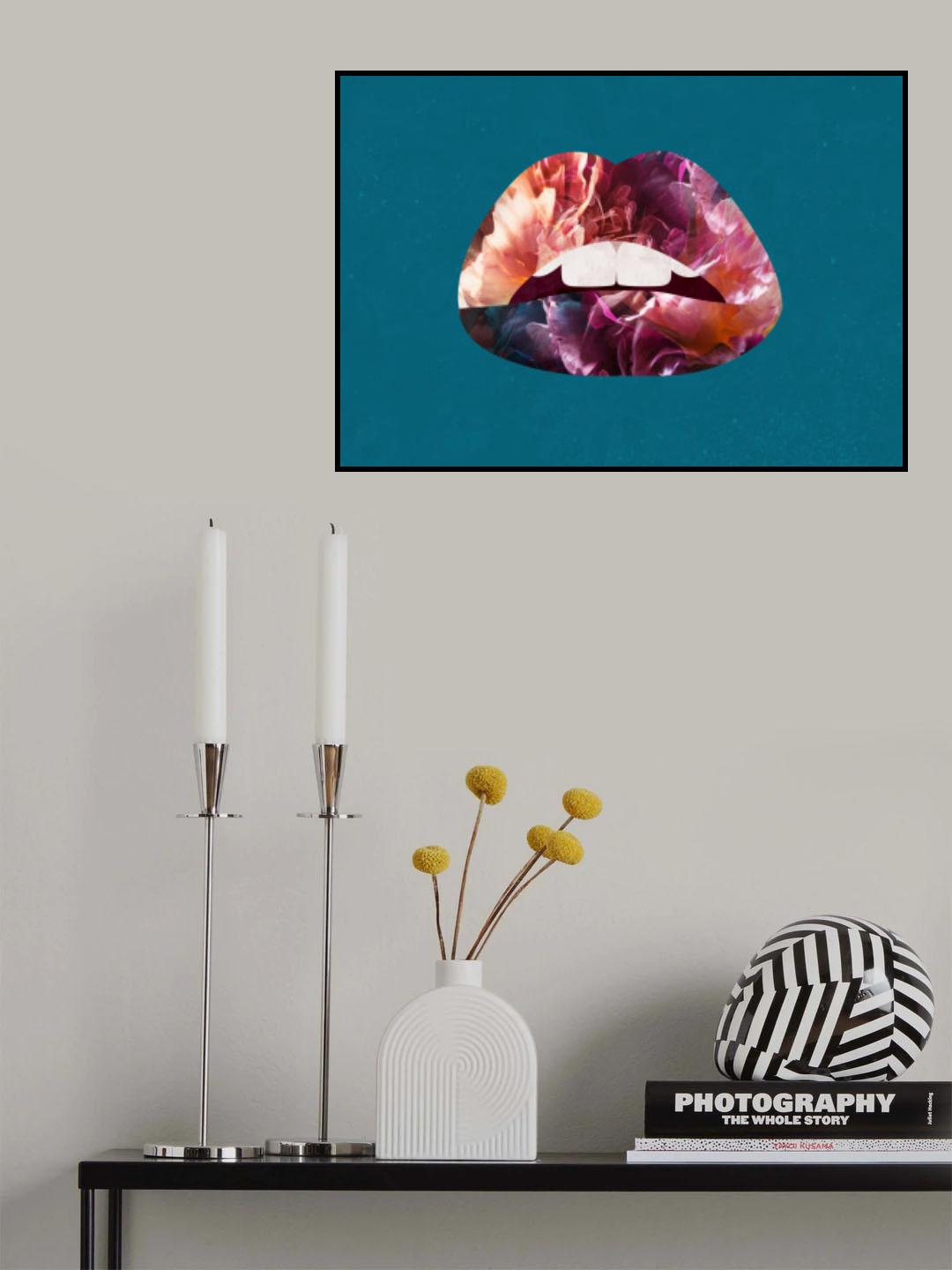 Floral Lips Poster och Canvastavla
