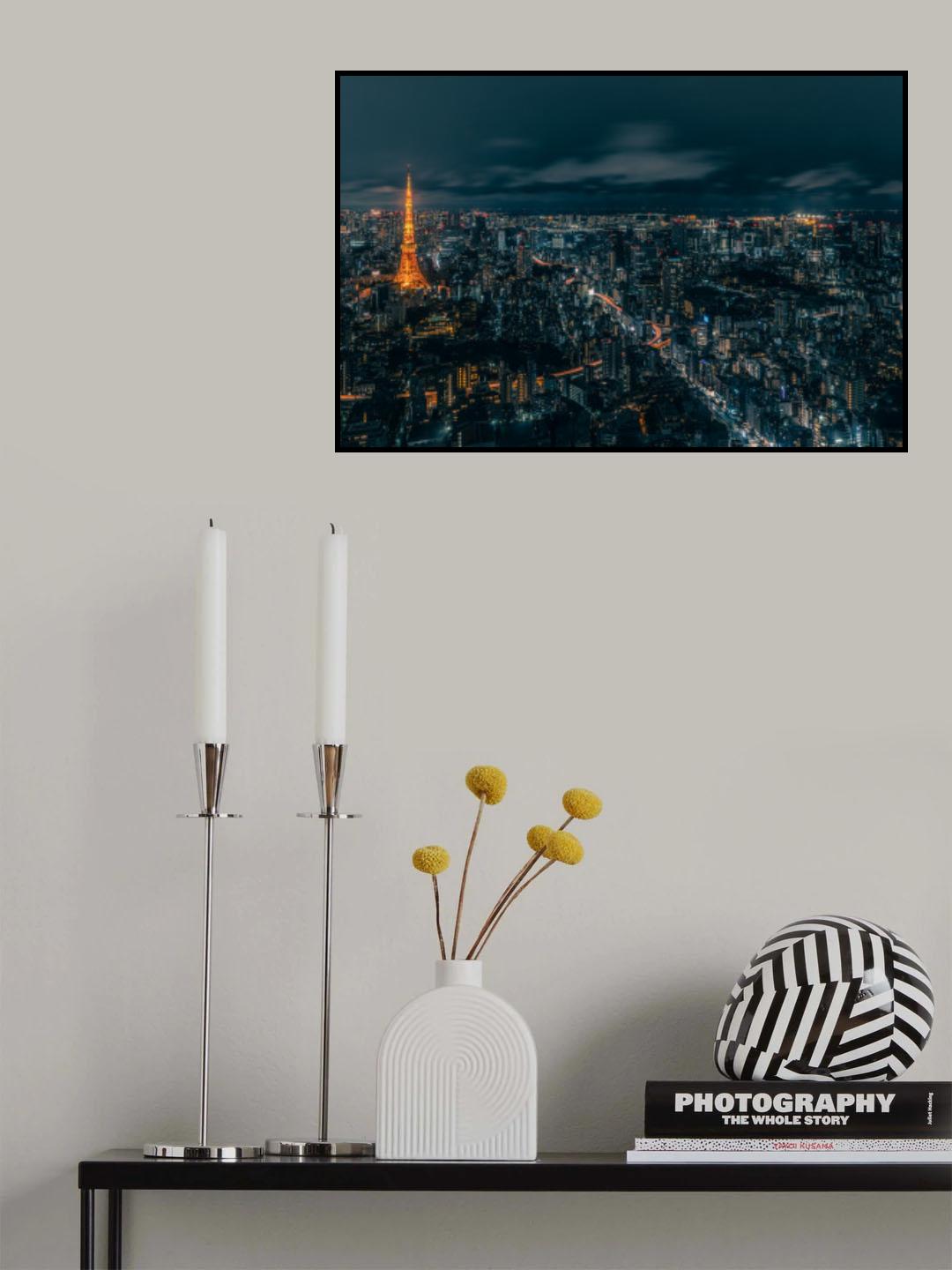 Tokyo Nightscape Poster och Canvastavla