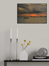 fishermen at sunset Poster och Canvastavla