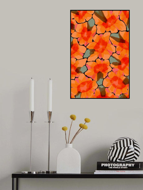 Orange Big Flowers Poster och Canvastavla
