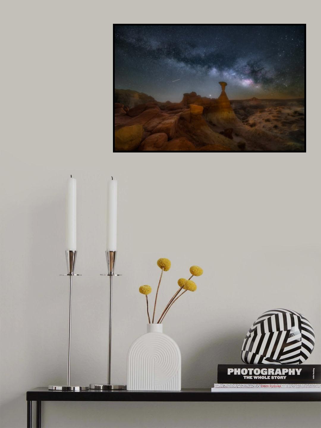 Milky Way Over Toadstool Hoodoos Poster och Canvastavla