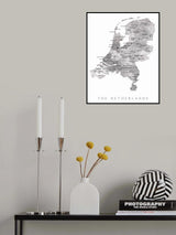 Gray map of the Netherlands Poster och Canvastavla