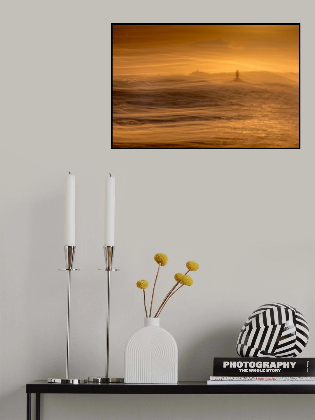 Lighthouse in sunset Poster och Canvastavla