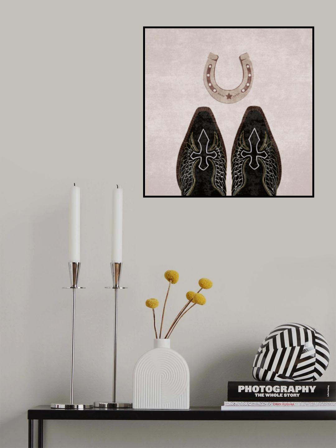 Cowboy Boots and Horseshoe Poster och Canvastavla