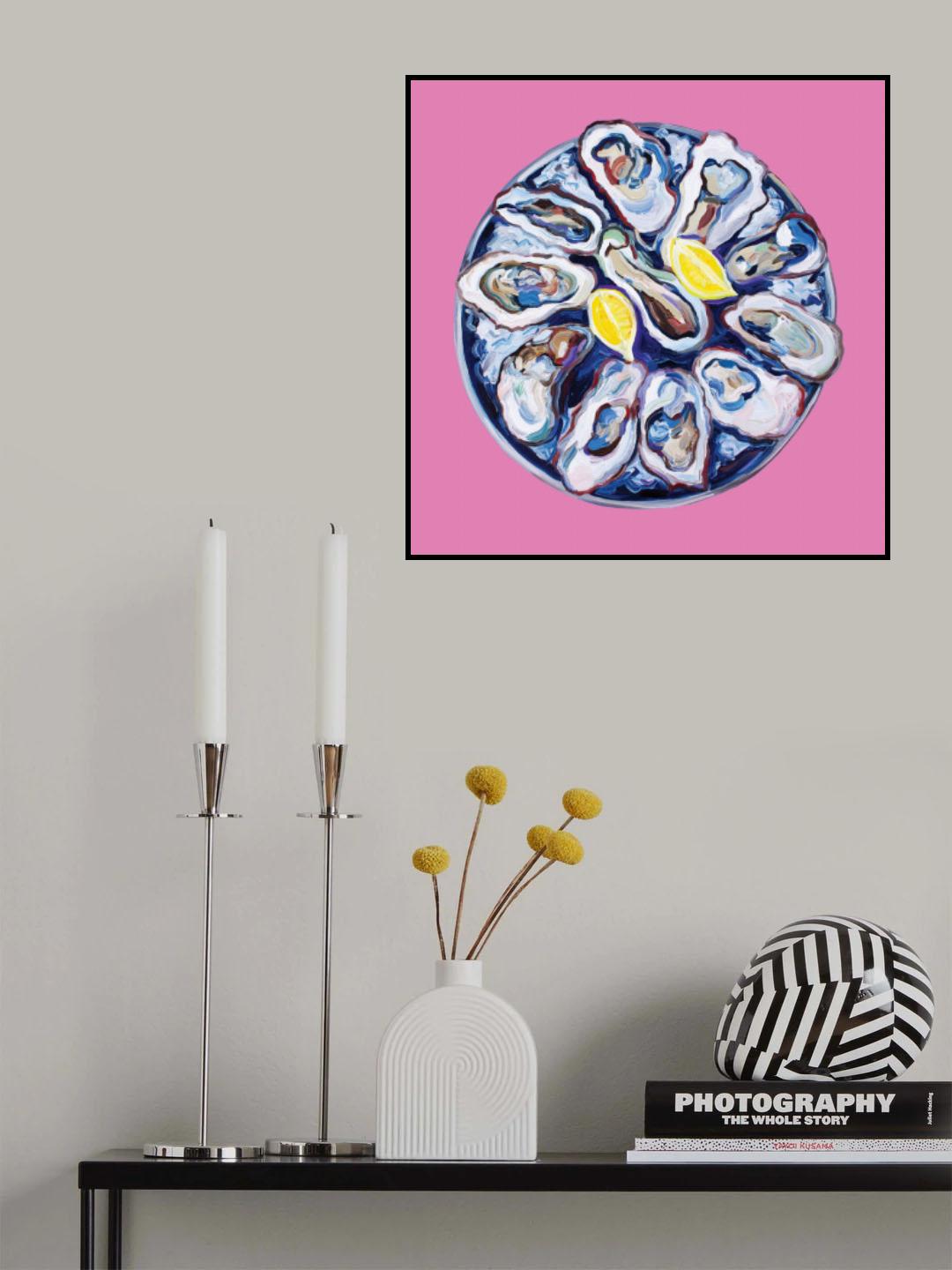 Oysters On a Plate Pink Poster och Canvastavla