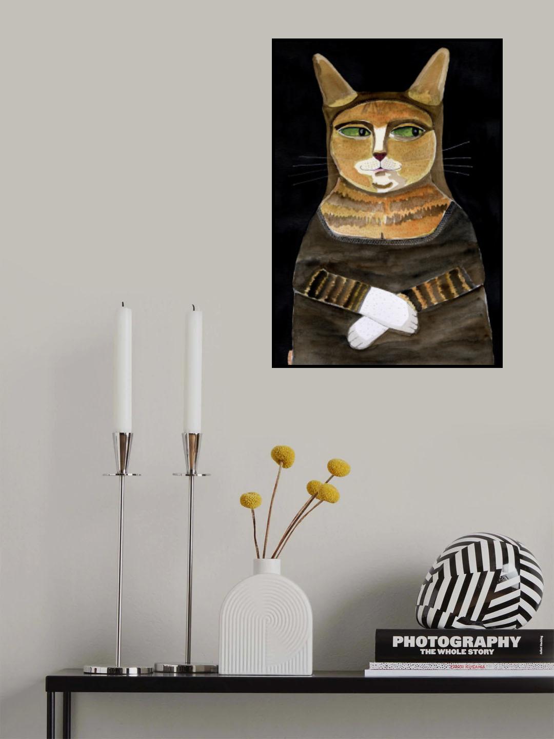 Mona Lisa Cat Funny Cat Humour Ginger Orange Cat Poster och Canvastavla