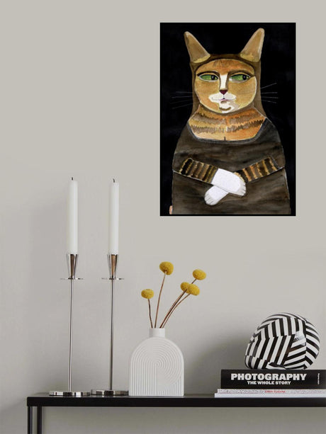 Mona Lisa Cat Funny Cat Humour Ginger Orange Cat Poster och Canvastavla