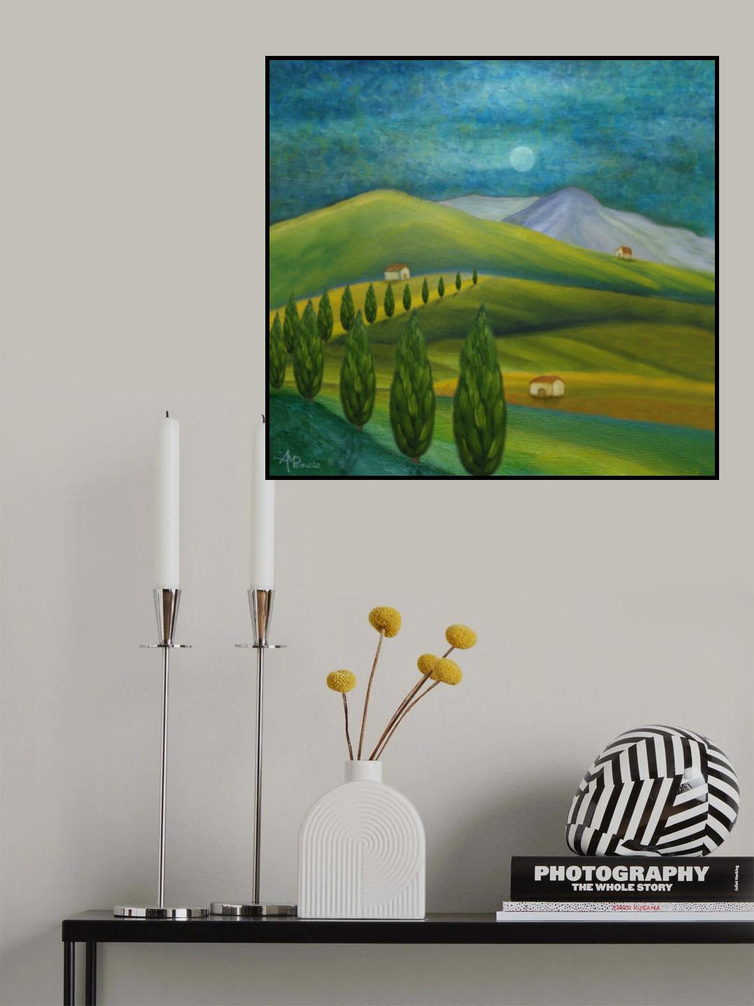 Moon Holding a Light Poster och Canvastavla