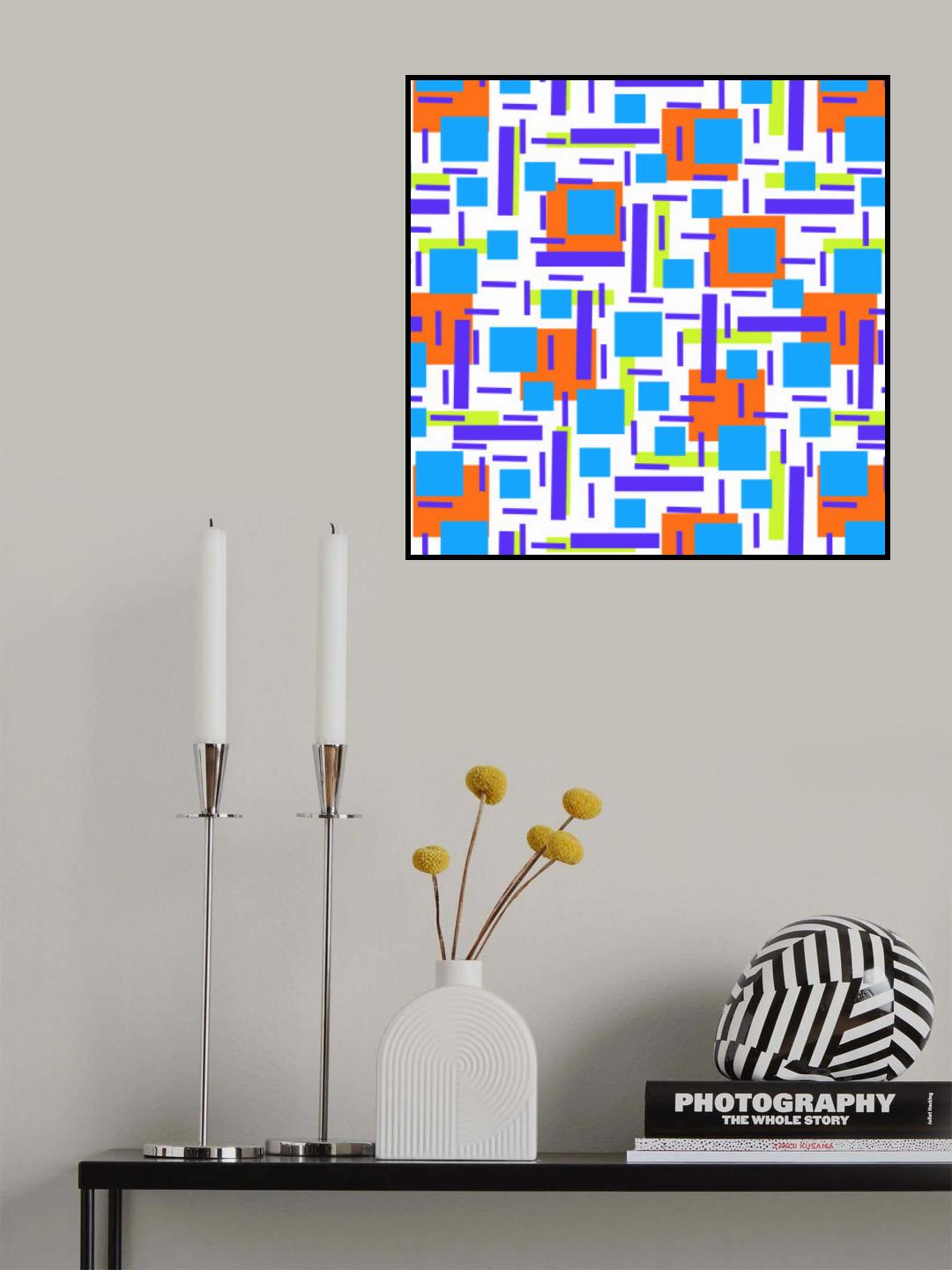 Shapely Overlap Navy Turquoise Orange Geometric Abstract Poster och Canvastavla