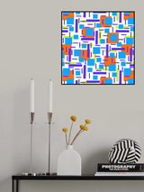 Shapely Overlap Navy Turquoise Orange Geometric Abstract Poster och Canvastavla