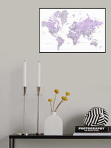 Watercolor world map with cities, Tanya Poster och Canvastavla