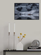 A Red House by Antarctica Glacier Poster och Canvastavla