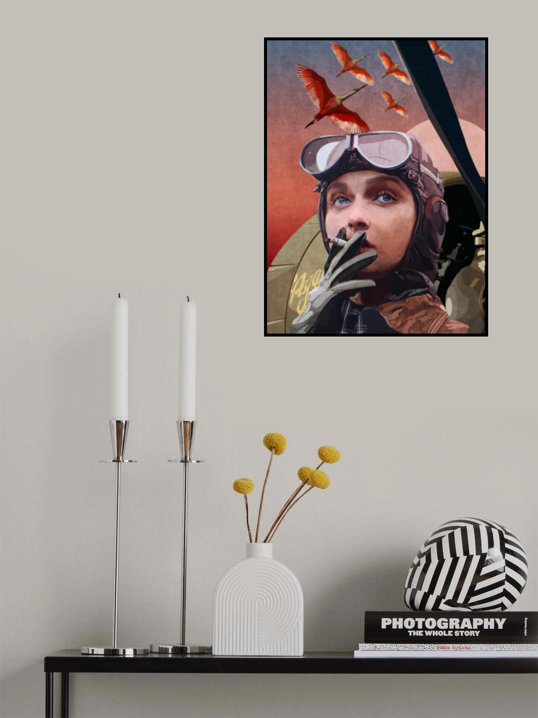 Woman Pilot Poster och Canvastavla