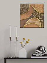 Shaded Mid Century Art Brown Gold Poster och Canvastavla