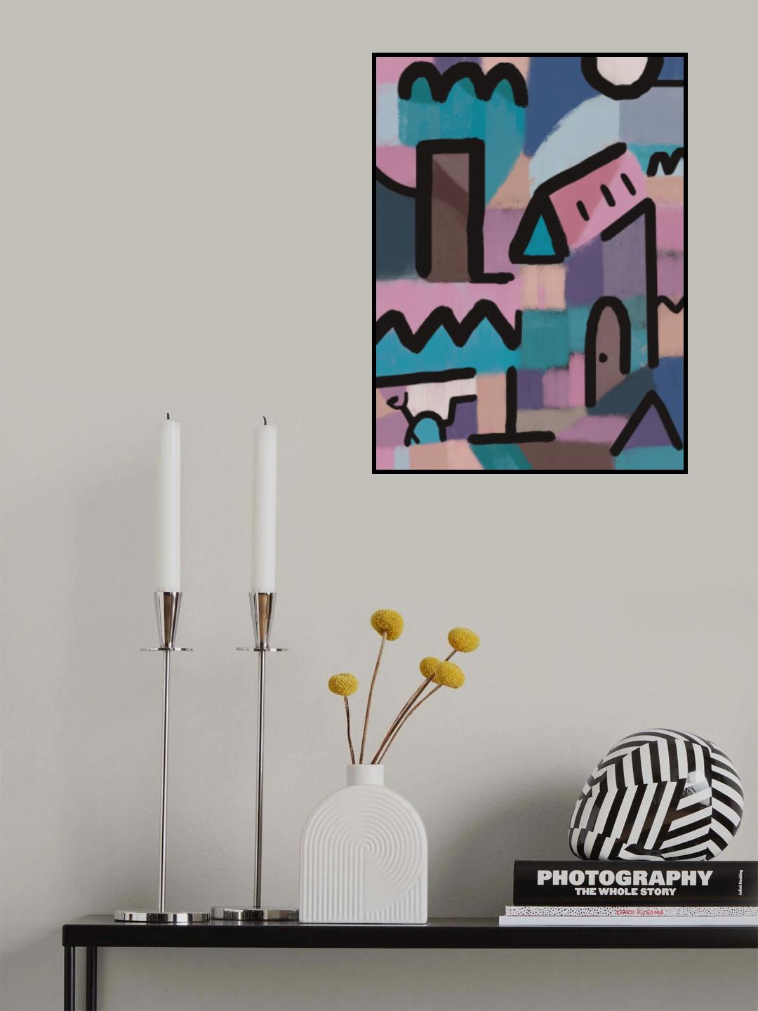 Moonlight Village Poster och Canvastavla