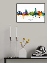 Barcelona Spain Skyline Poster och Canvastavla