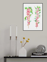 Dwarf Russian almond or Prunus tenella botanical painting Poster och Canvastavla