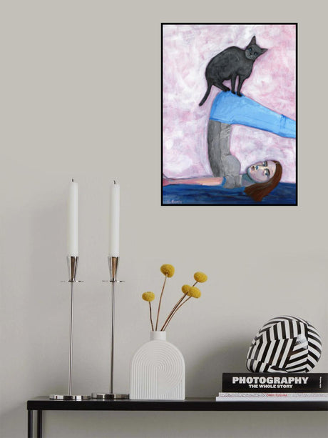 Yoga with my Cat Poster och Canvastavla